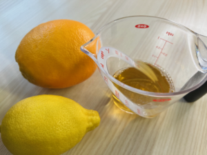 apfelessig, orange und zitrone