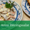 heringssalat blog banner mit einem teller mit heringssalat und einem teller mit laugenstange